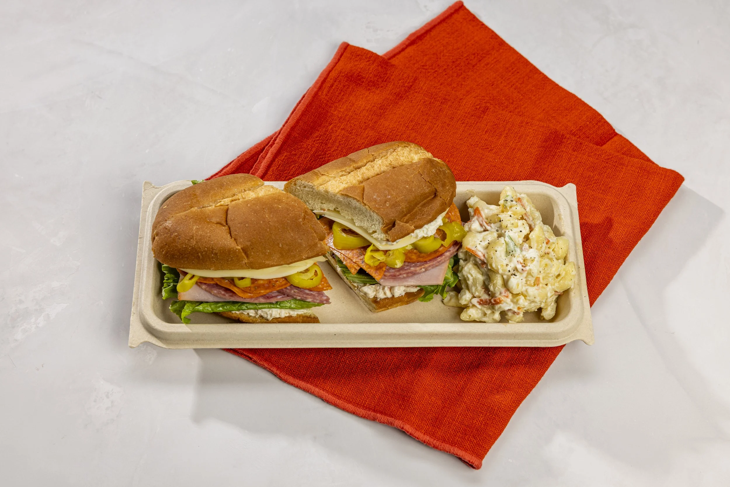 Italian sub with salami, ham, pepperoni, and provolone
