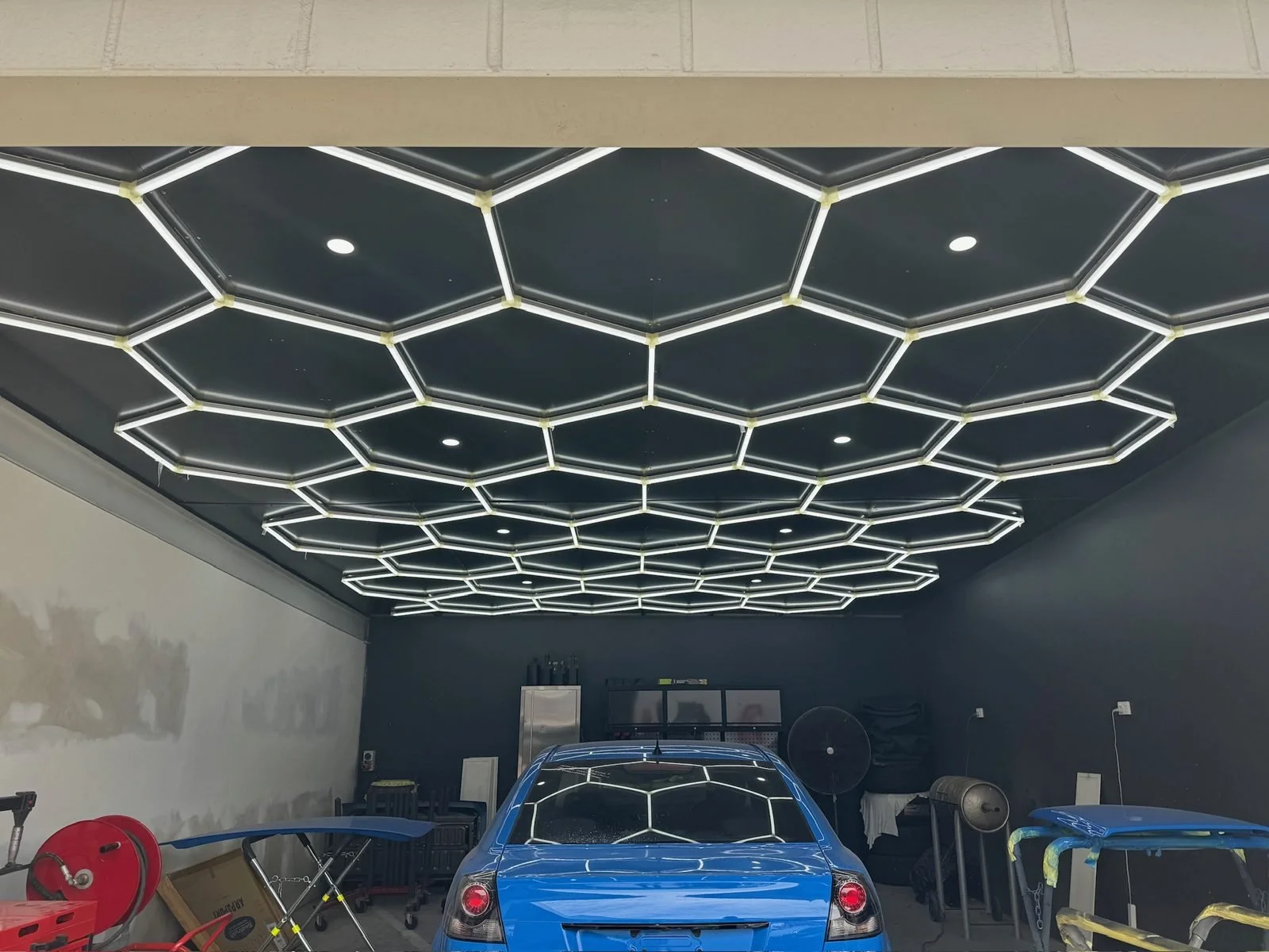 Hexagonal LED garage lighting