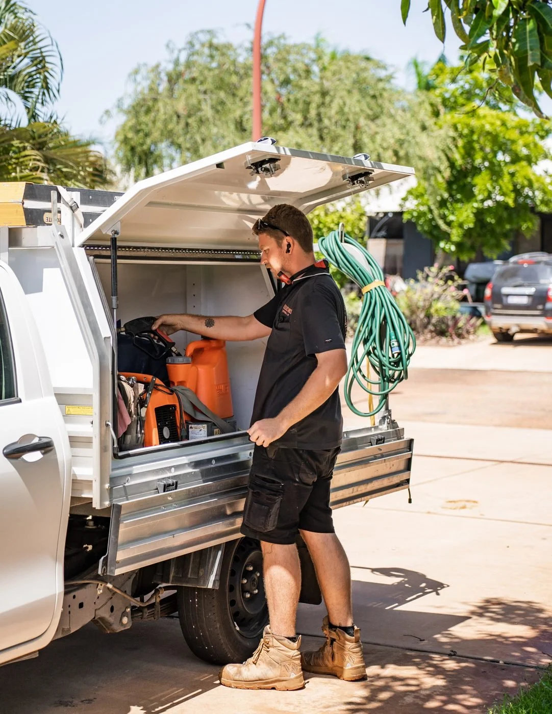 Bazlec West technician at the service ute