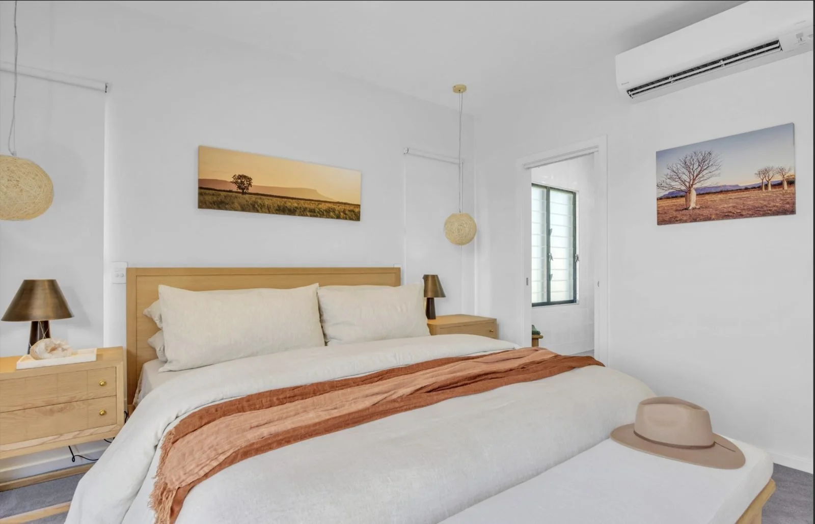 Split system air conditioner installed in a bedroom
