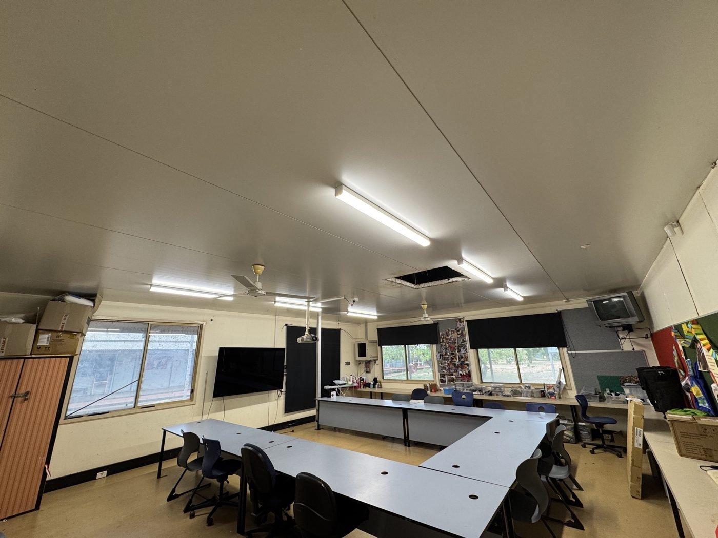 LED batten lighting upgrade in a school classroom