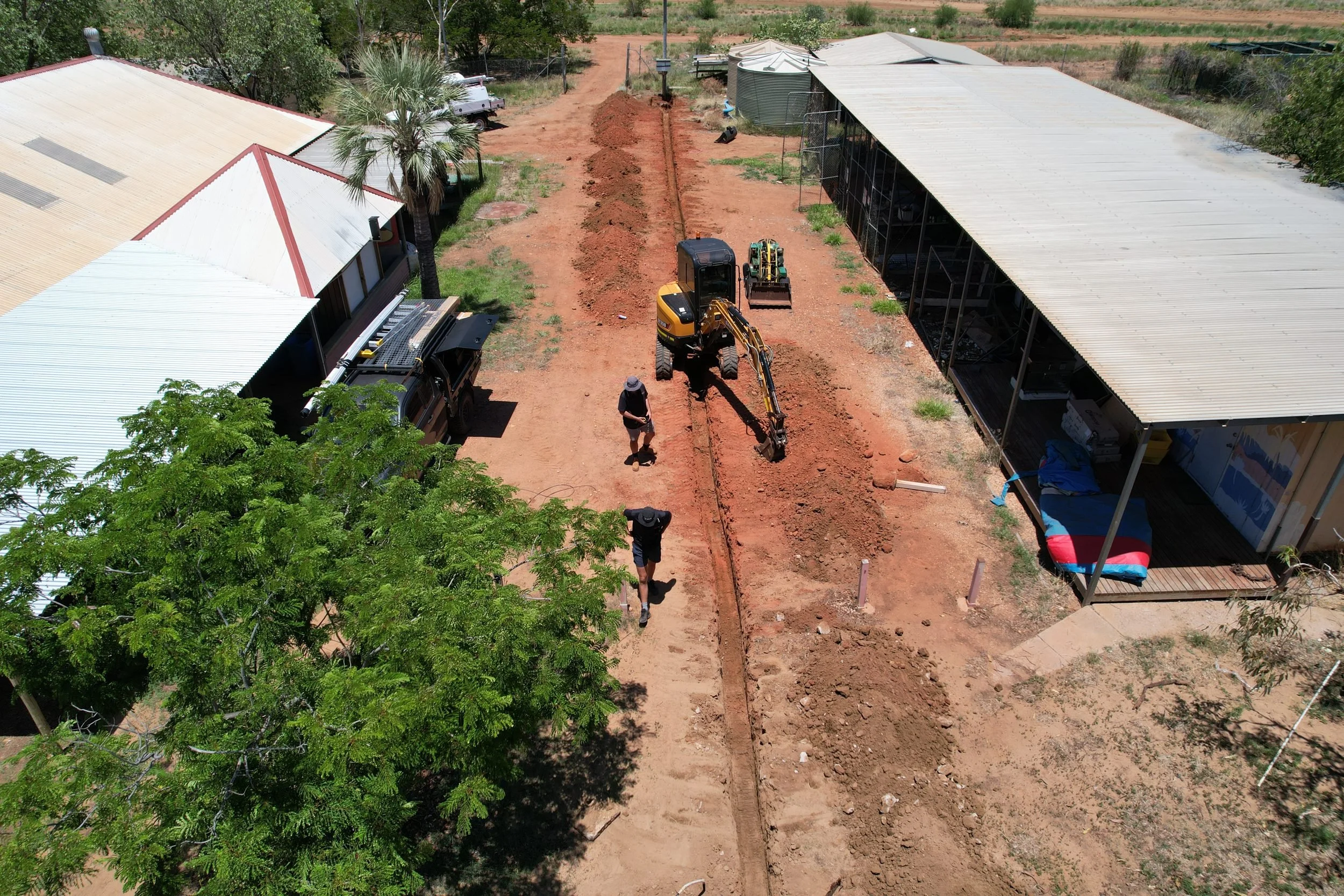Bazlec West crew trenching underground power through a remote Kimberley community