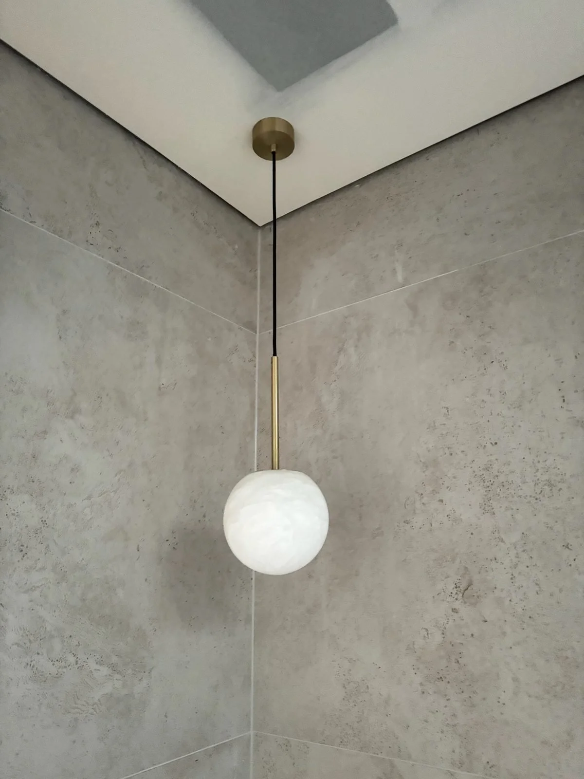 Brass and alabaster pendant light