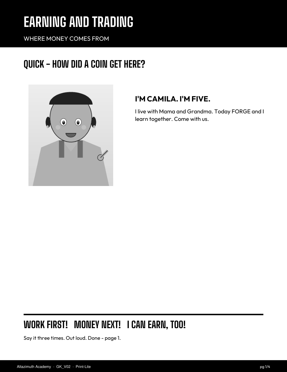 K–2 Earning and Trading sheet