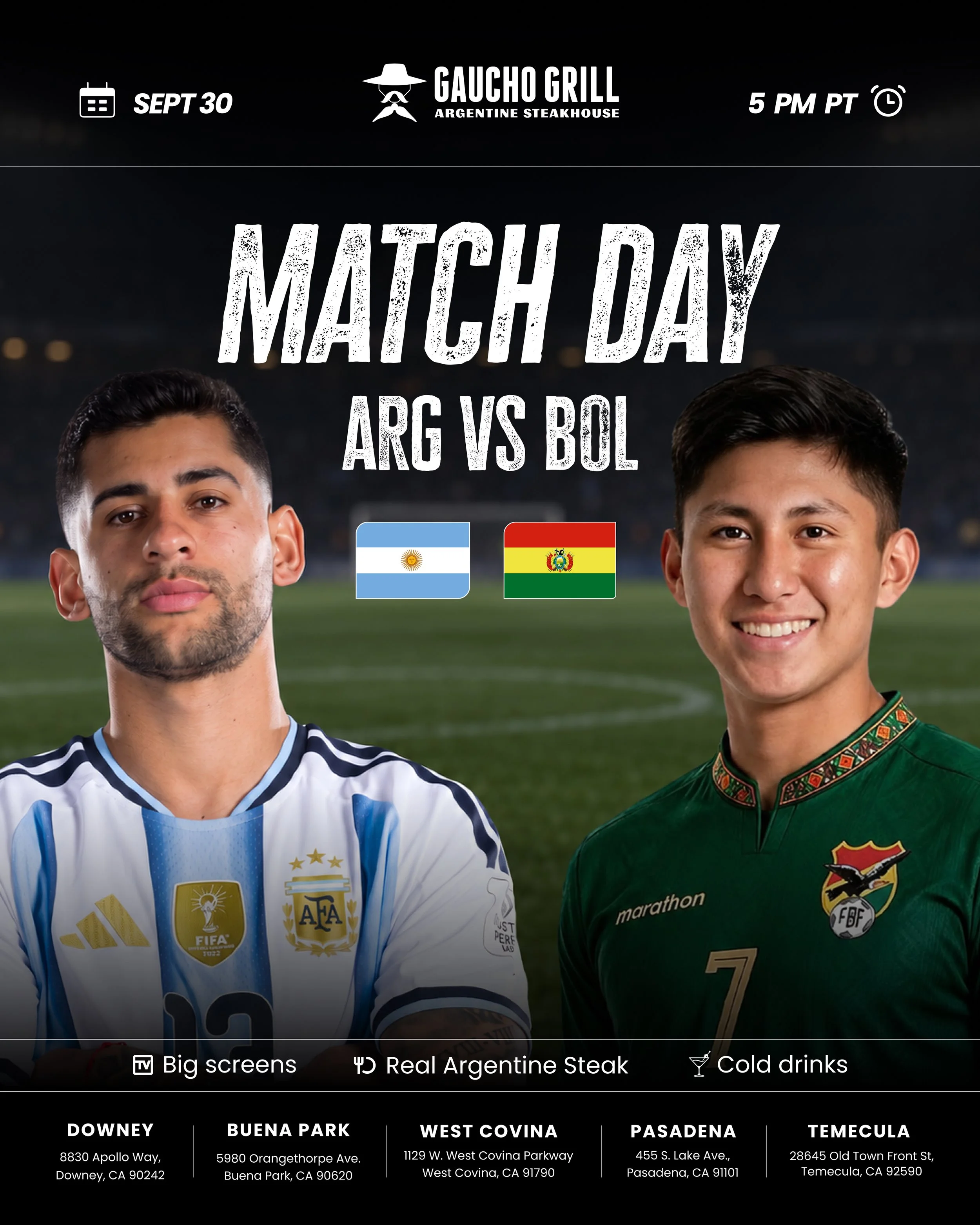 Argentina vs Bolivia at Gaucho Grill