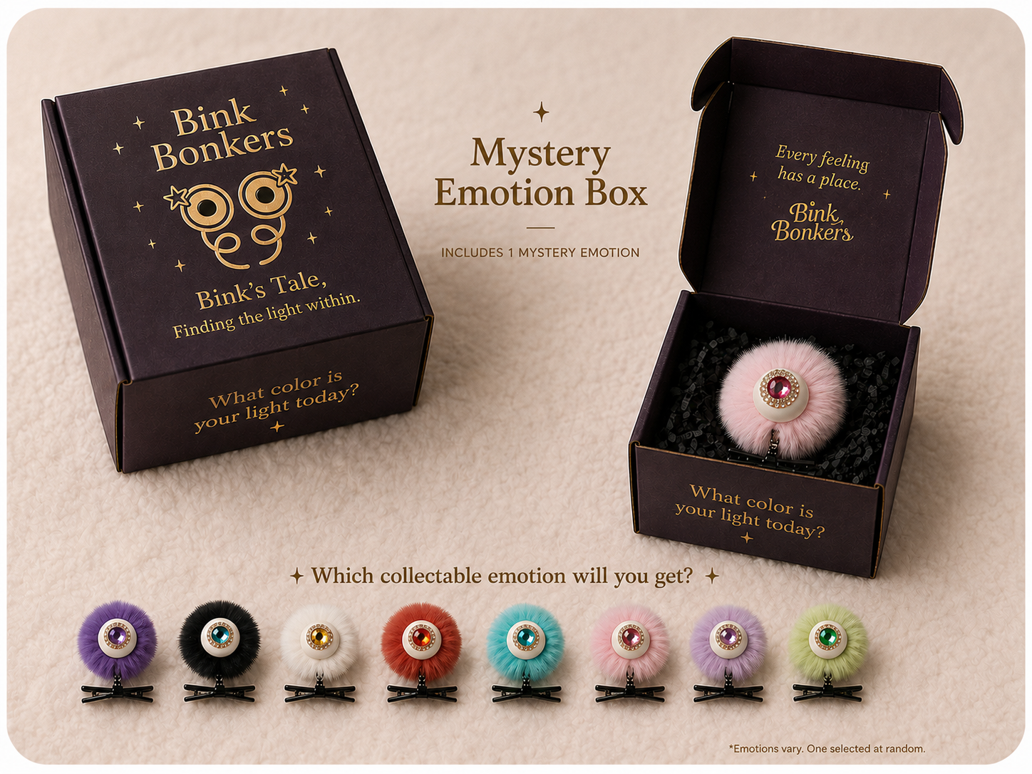 Bink Bonkers Mystery Emotion Box with collectible pom-pom emotions