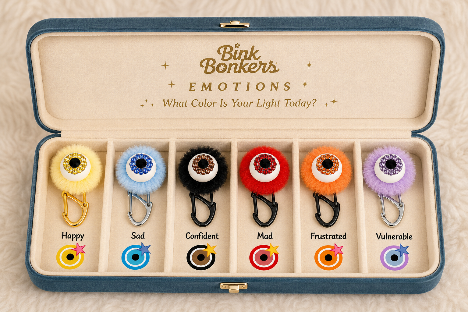 Bink Bonkers Emotion Clip-On Collection display case