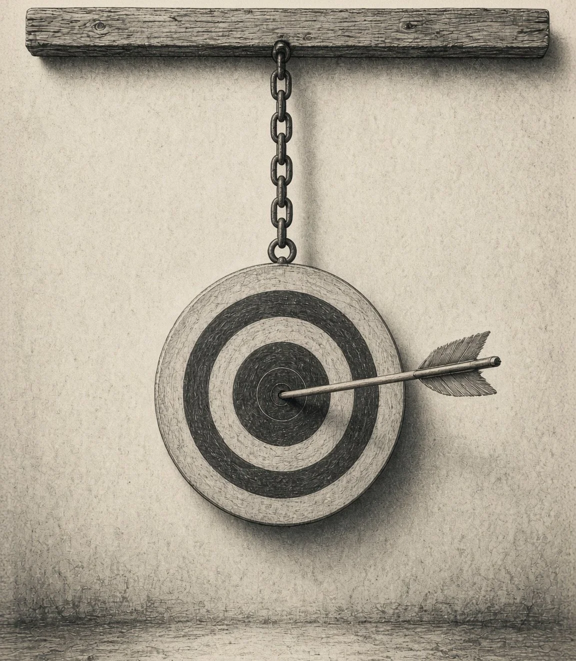 Staff illustration: archery target bullseye with arrow