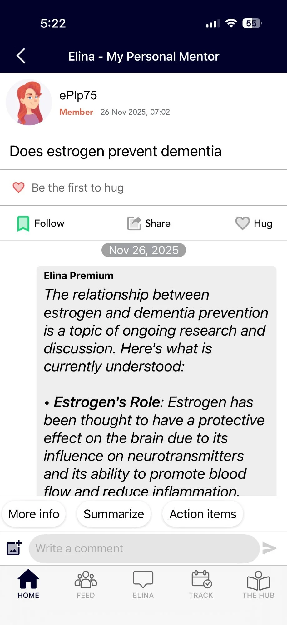 Ask about estrogen and dementia