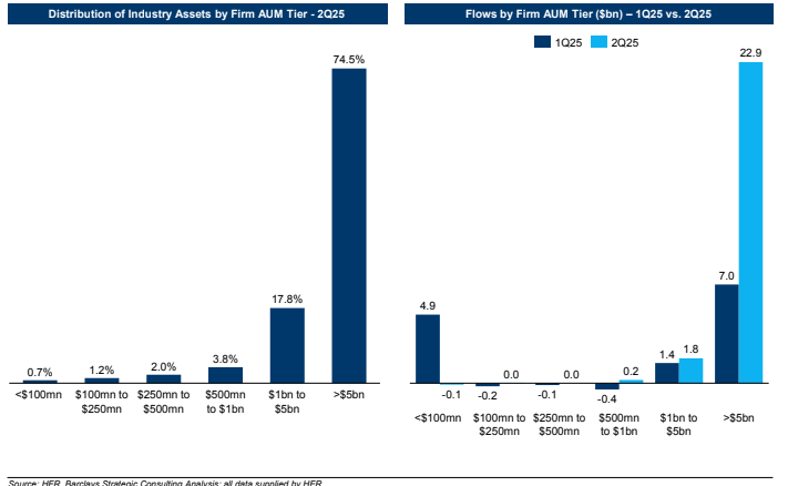 Chart showing large funds getting all the subscriptions