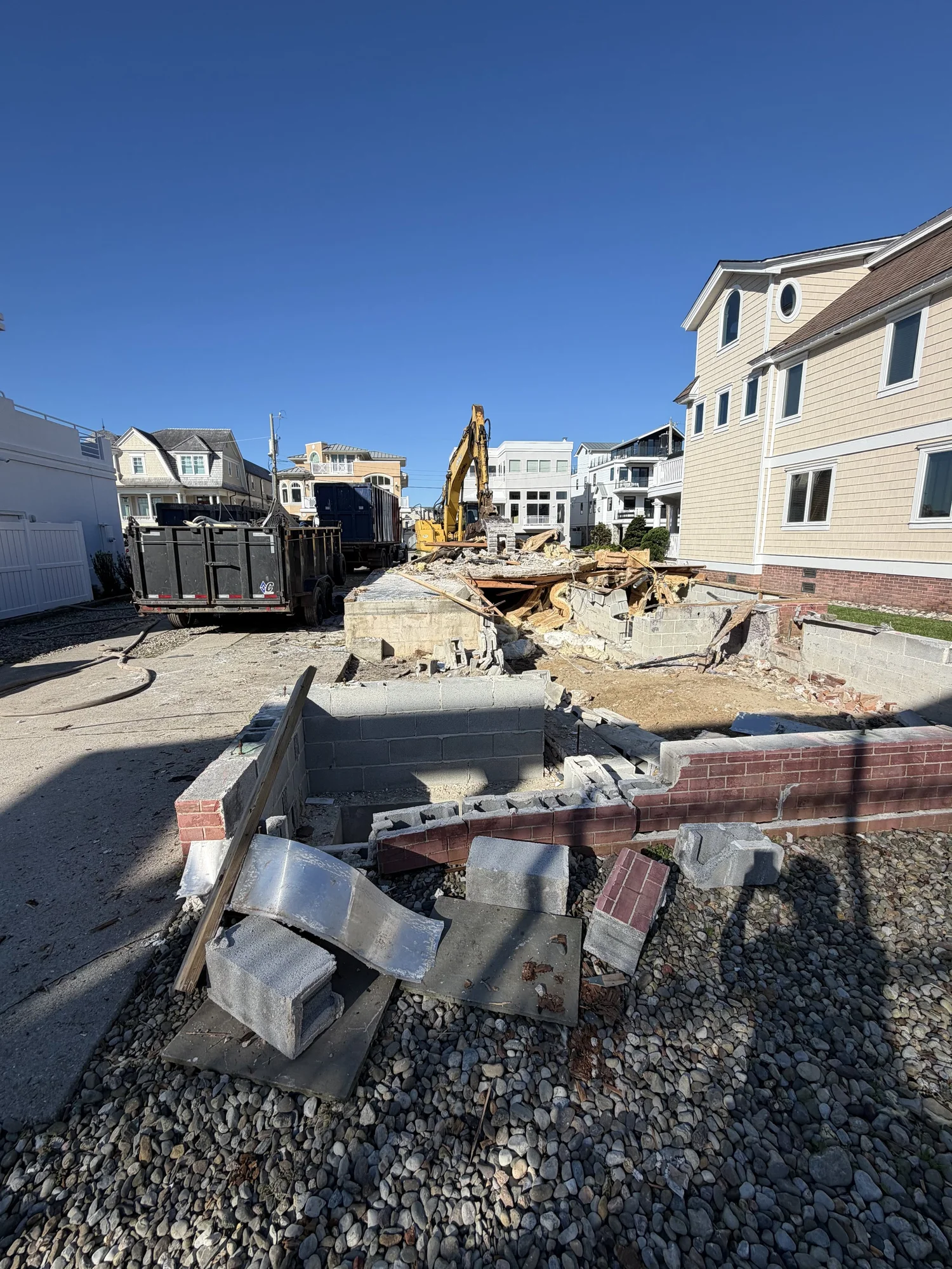 Demolition of the old house on a Longport, NJ lot