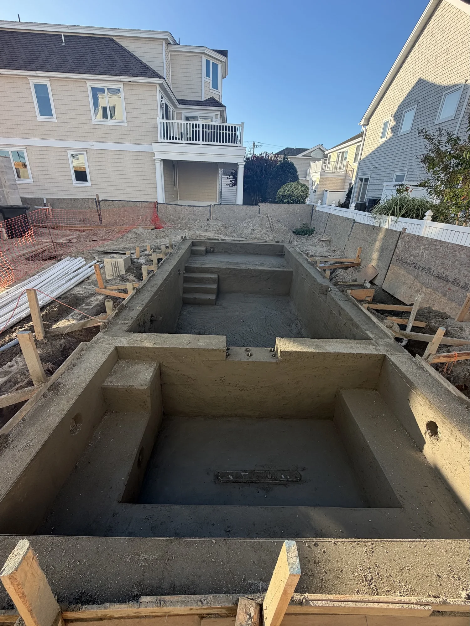 New pool shell under construction in Longport, NJ