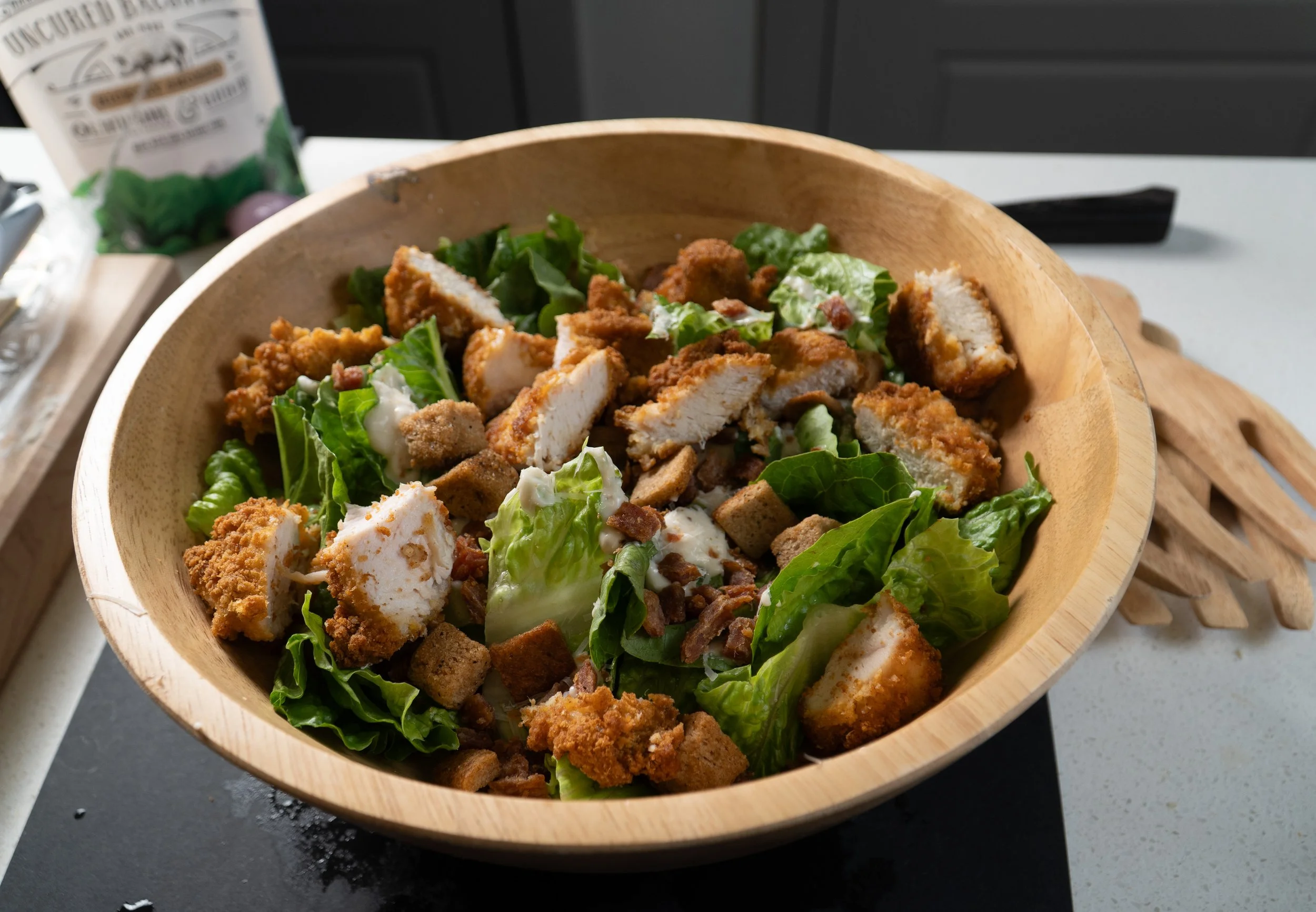 High-Protein Crispy Chicken Caesar Salad