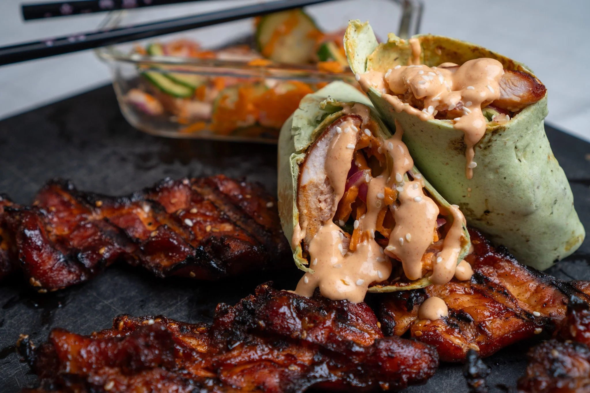 Korean BBQ Chicken Wraps by KevEats