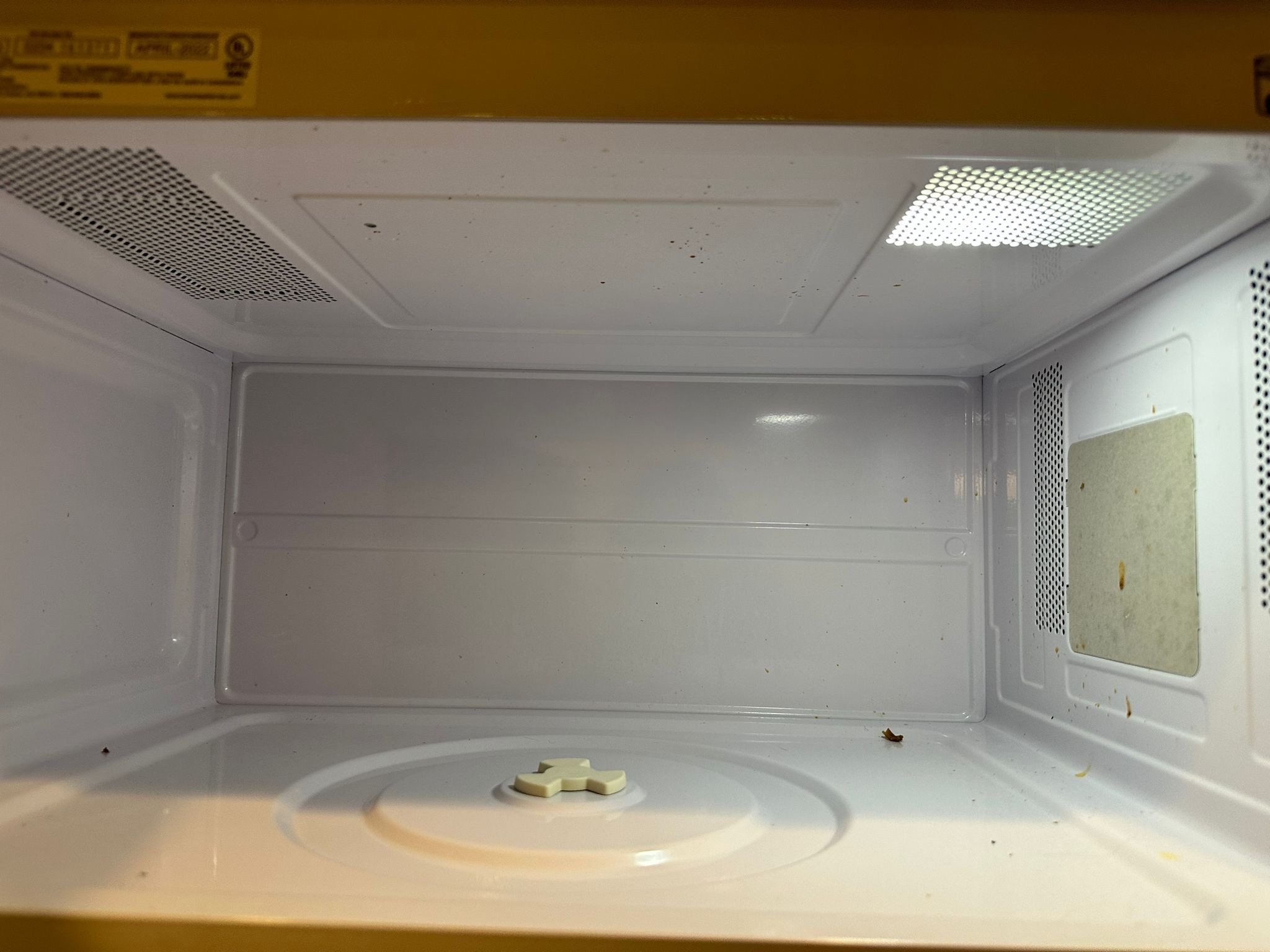 Dirty microwave before cleaning