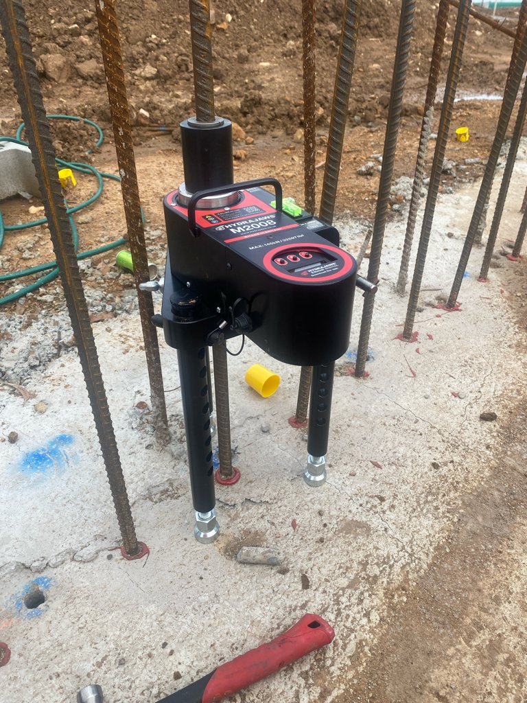 Anchor pull-out testing in progress