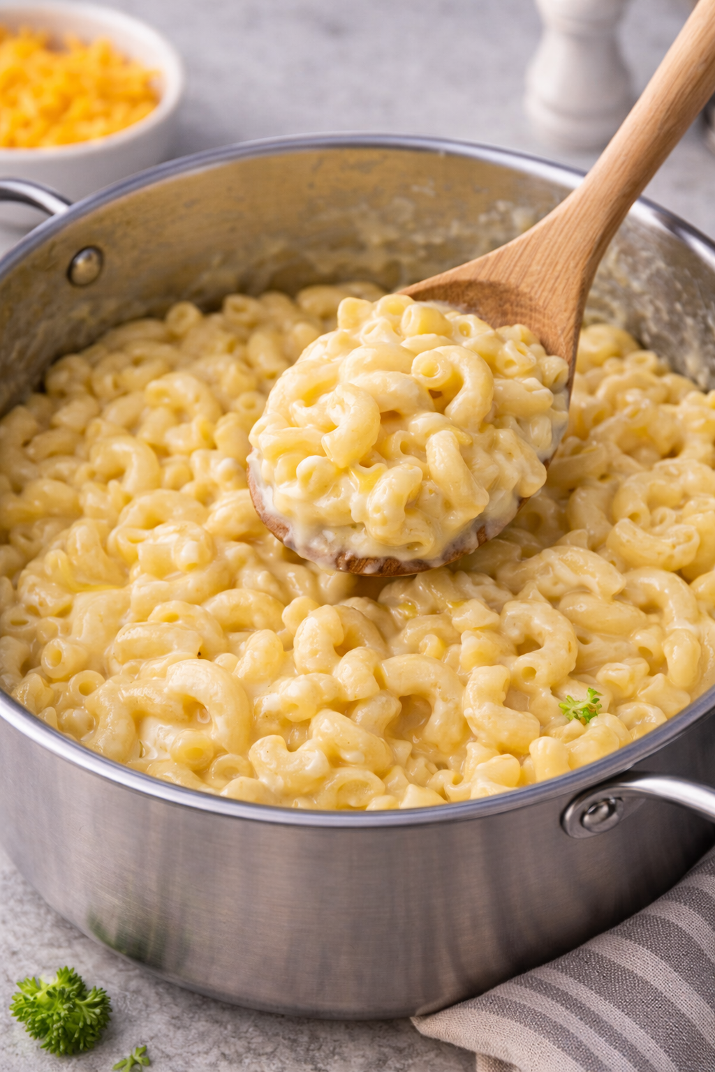 Cauliflower mac and cheese in a bowl