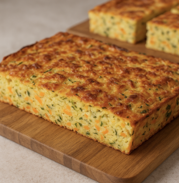 Sliced zucchini slice served on a plate
