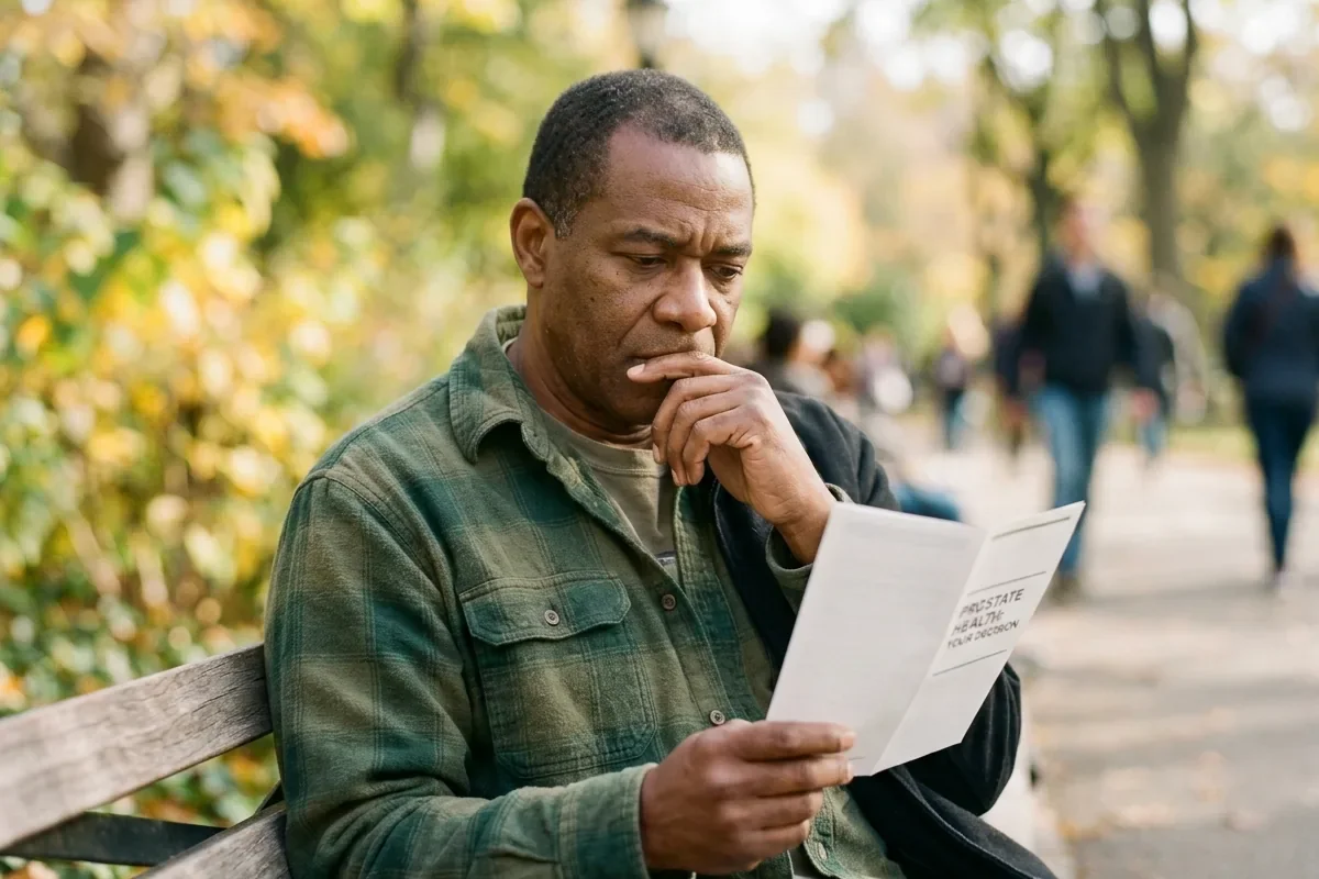Healthy adult reviewing preventive health screening information before a primary care visit