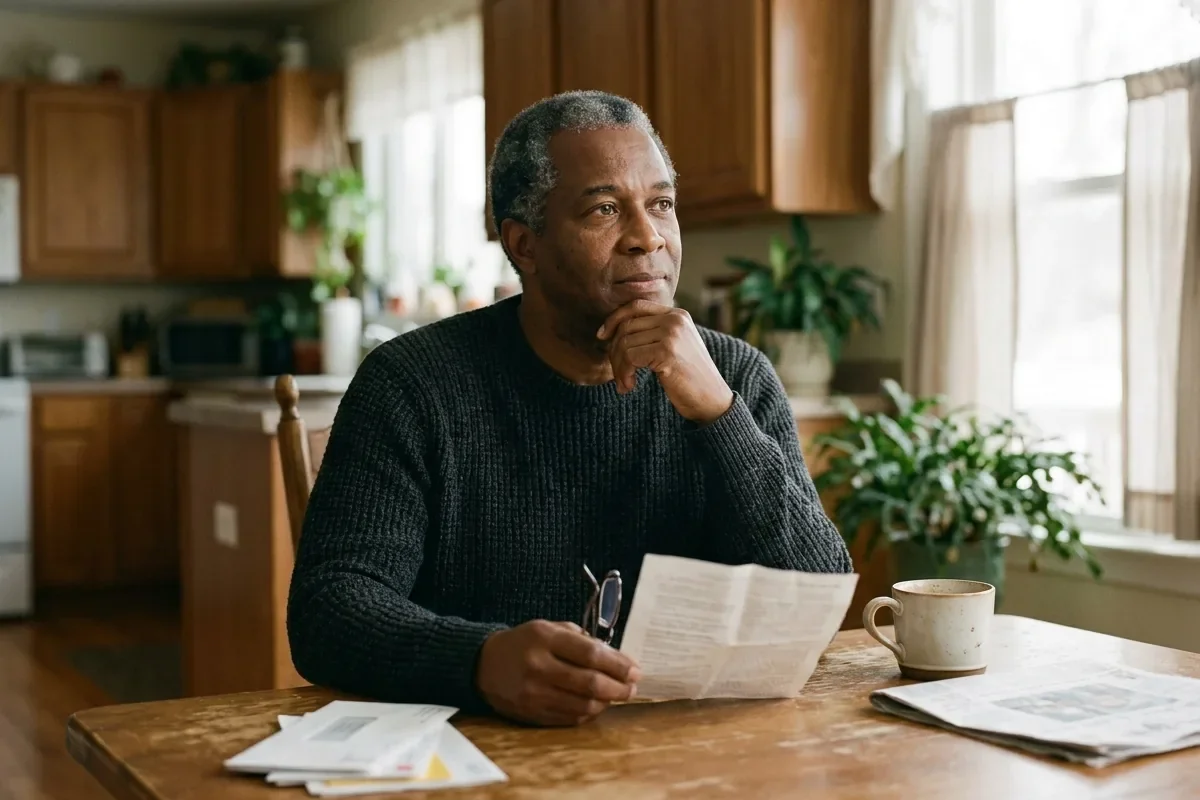 Man reviewing prostate cancer screening information before a preventive visit