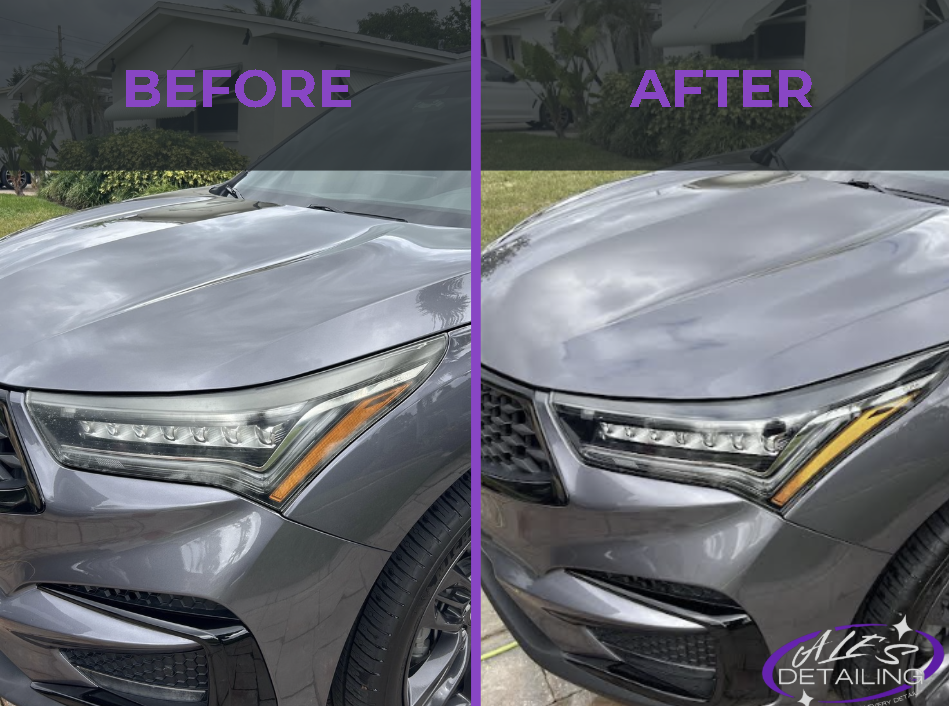 Before headlight restoration showing severe yellowing