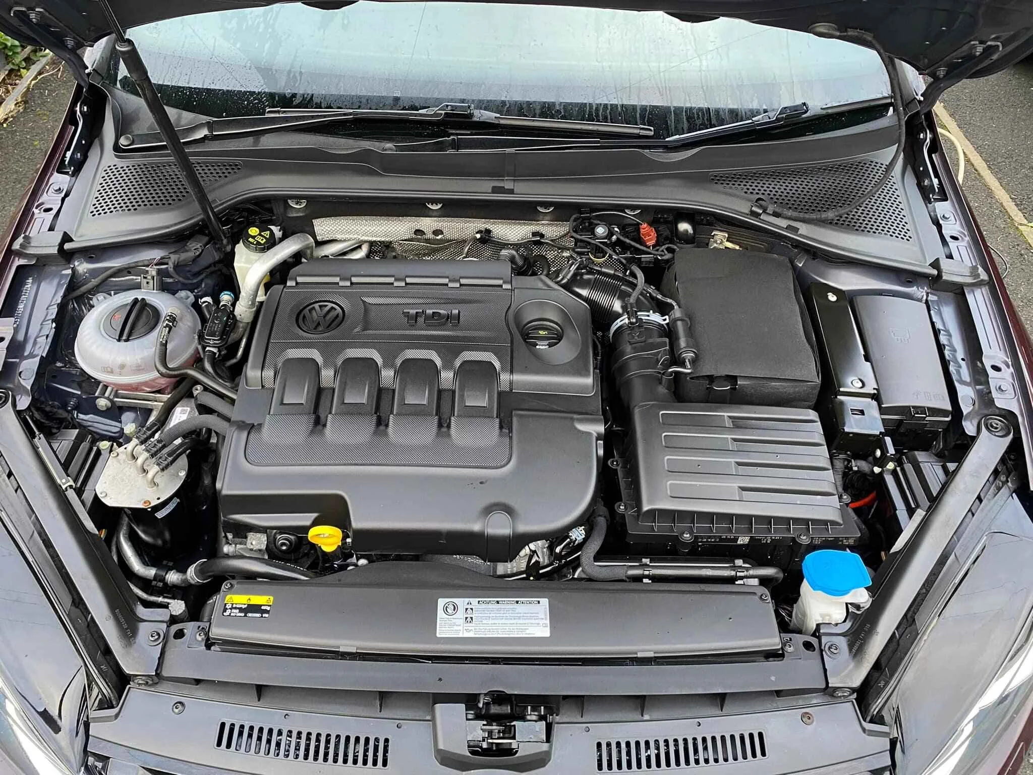 Professional engine bay detailing in Miami showing clean engine compartment