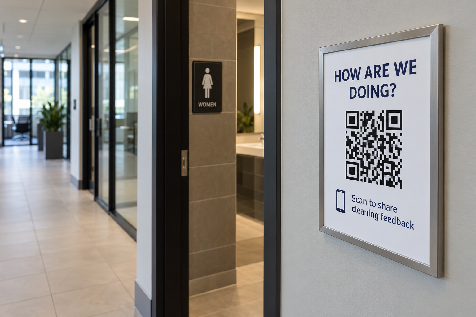 QR feedback signage in a facility
