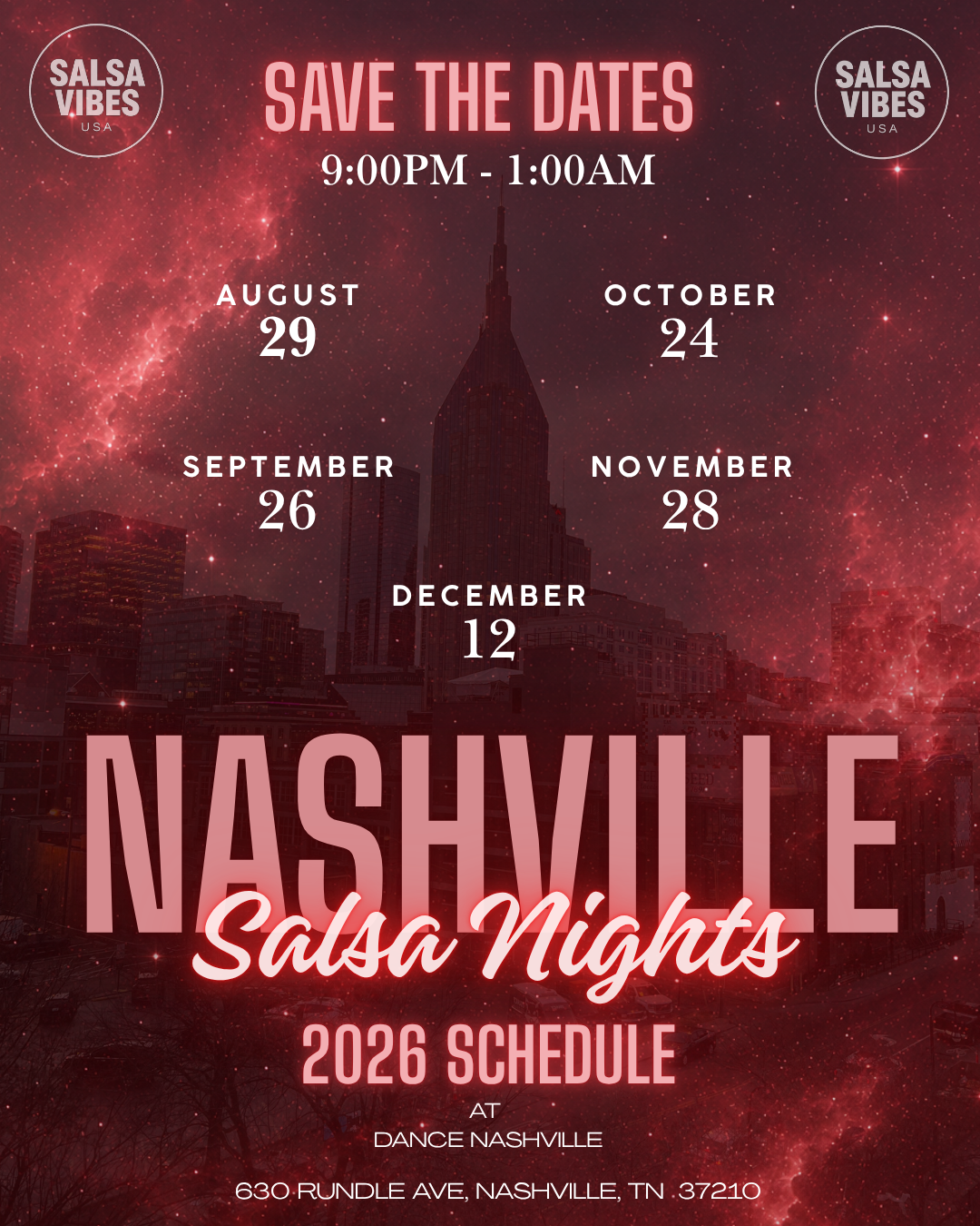 Nashville Salsa Nights 2026 schedule