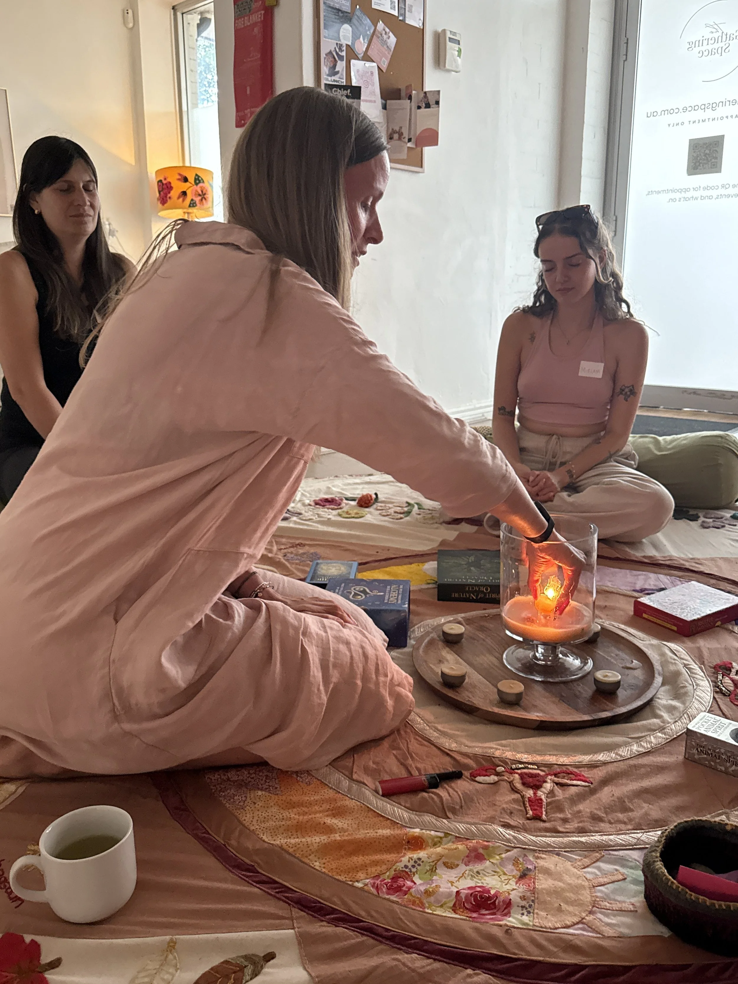 A women's circle at The Gathering Space