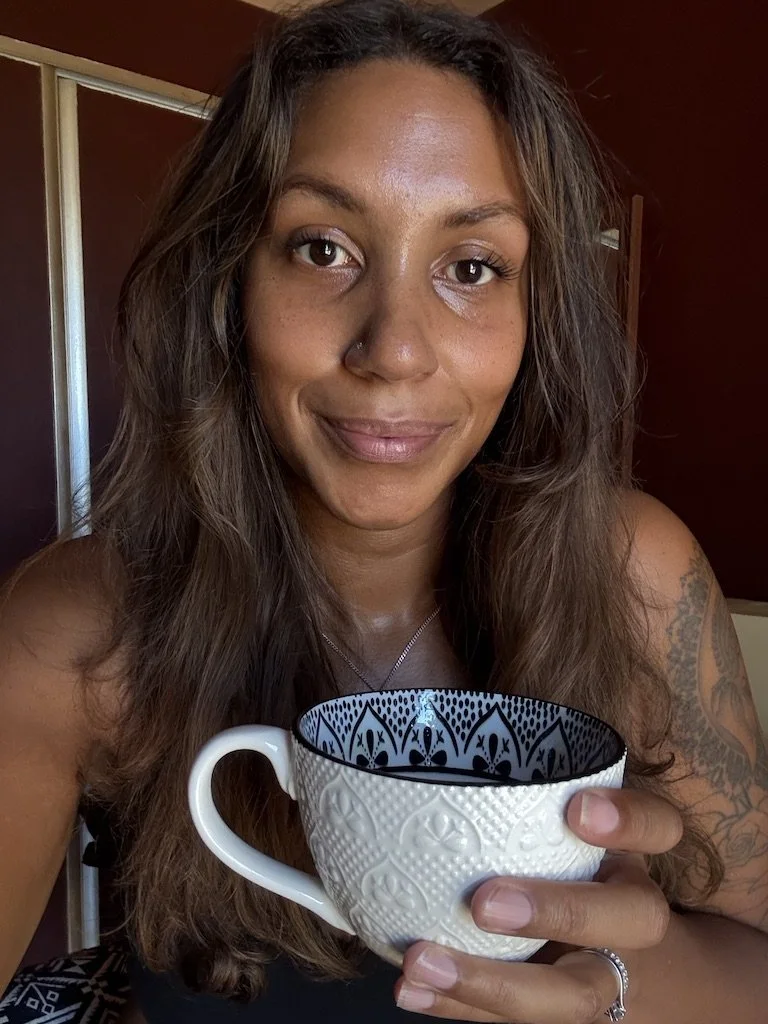 Iysha, your host, with a cup of tea