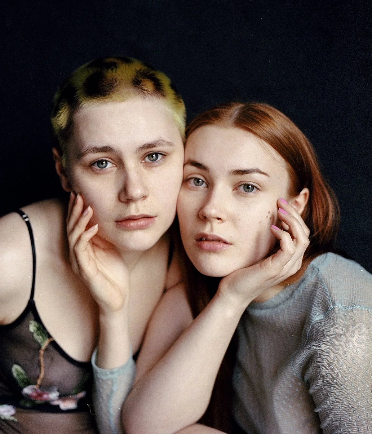 Two person portrait session photographed in the studio