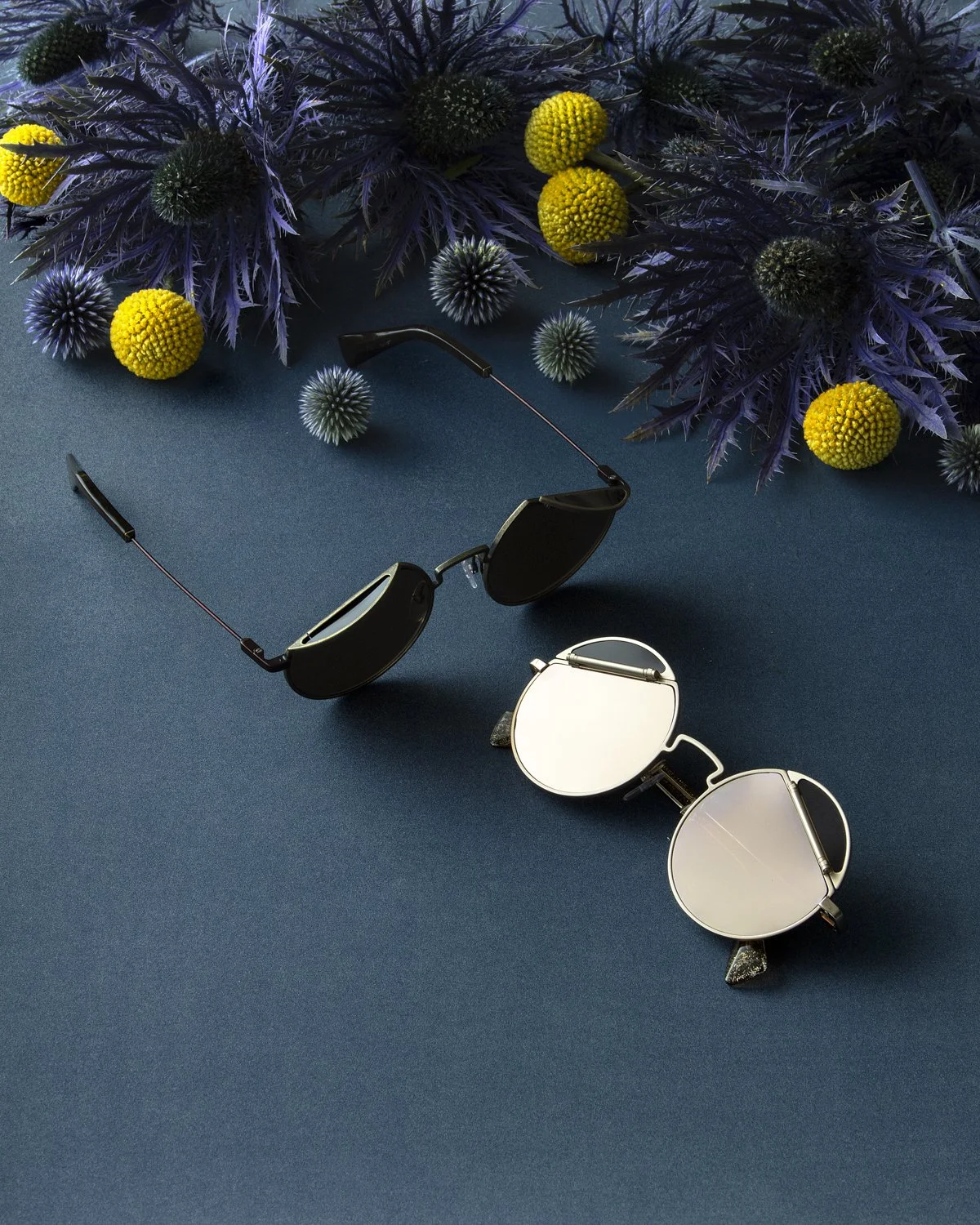 Eyewear product photography on a dark ground