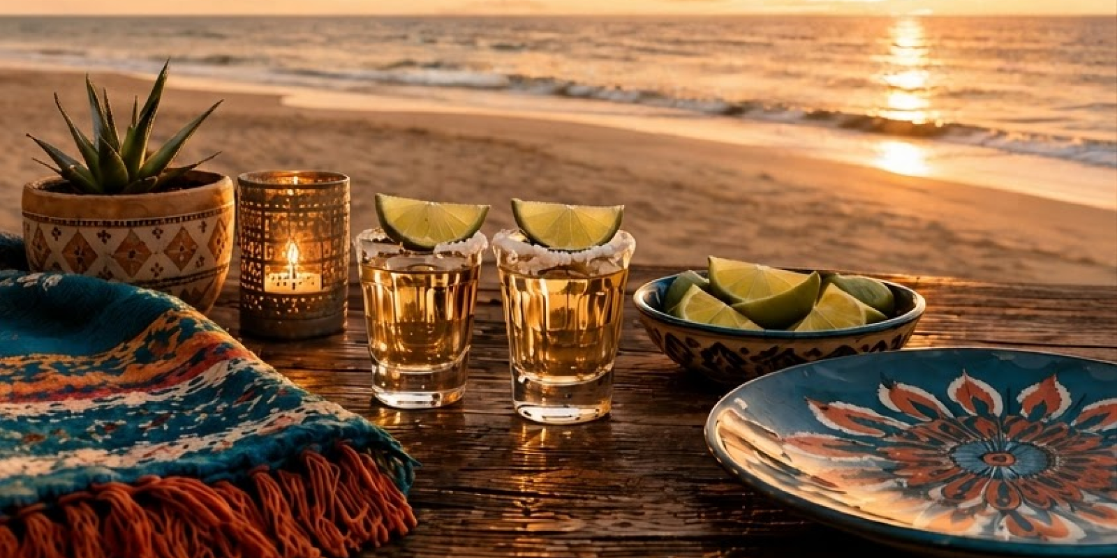 Sunset and tequila service on the Gaucho Beach rooftop