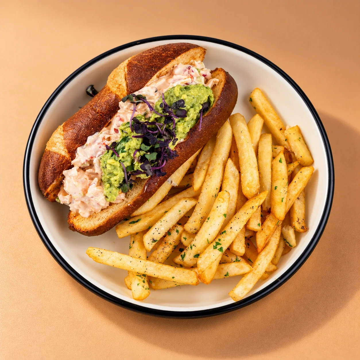 Sandwich served with fries