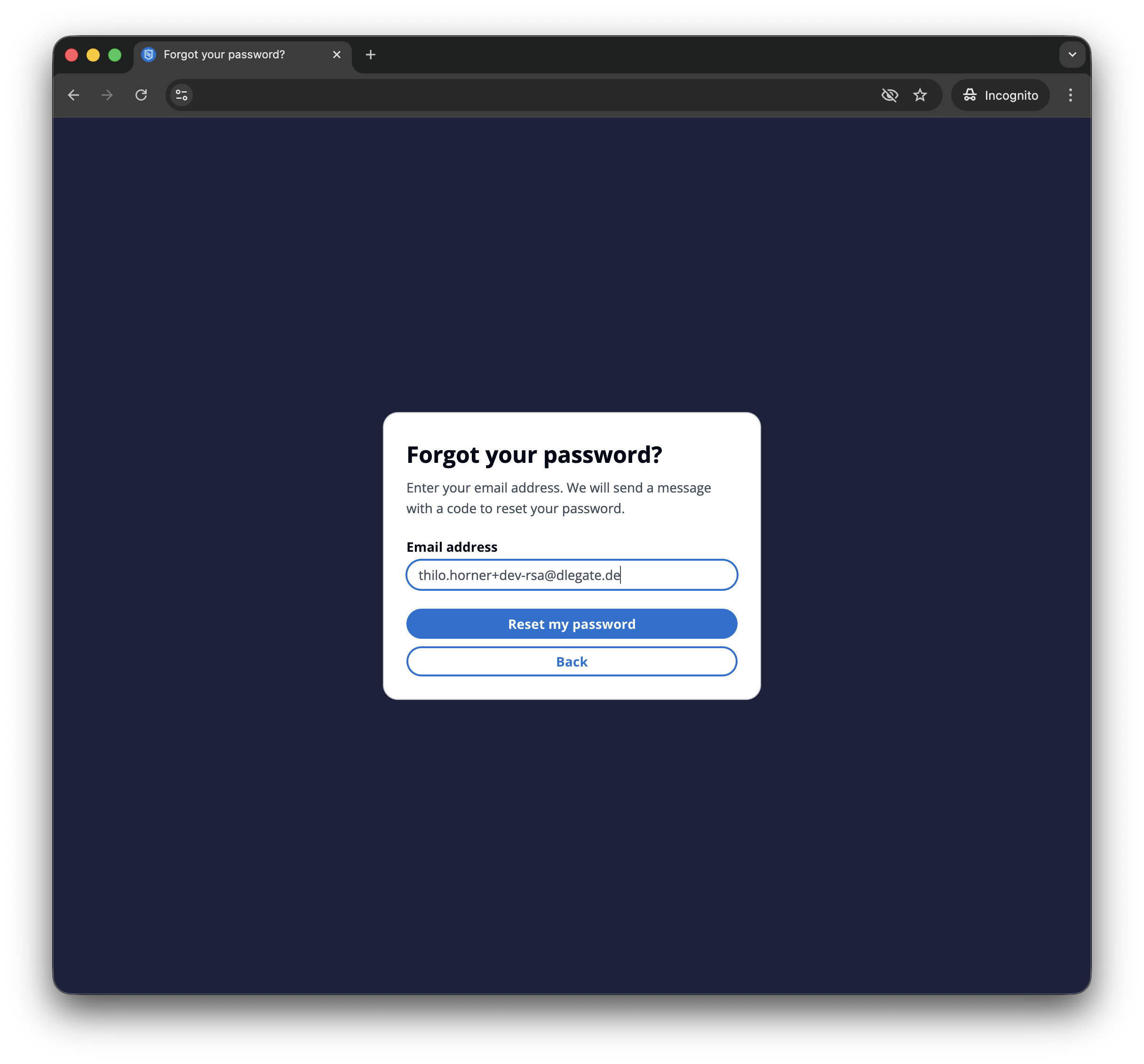 Forgot password - enter email