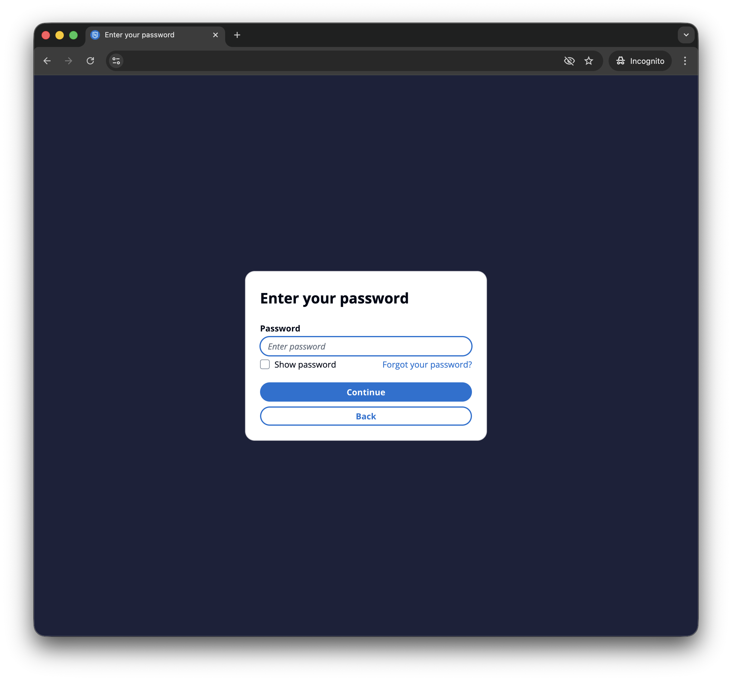 Enter password or use forgot password