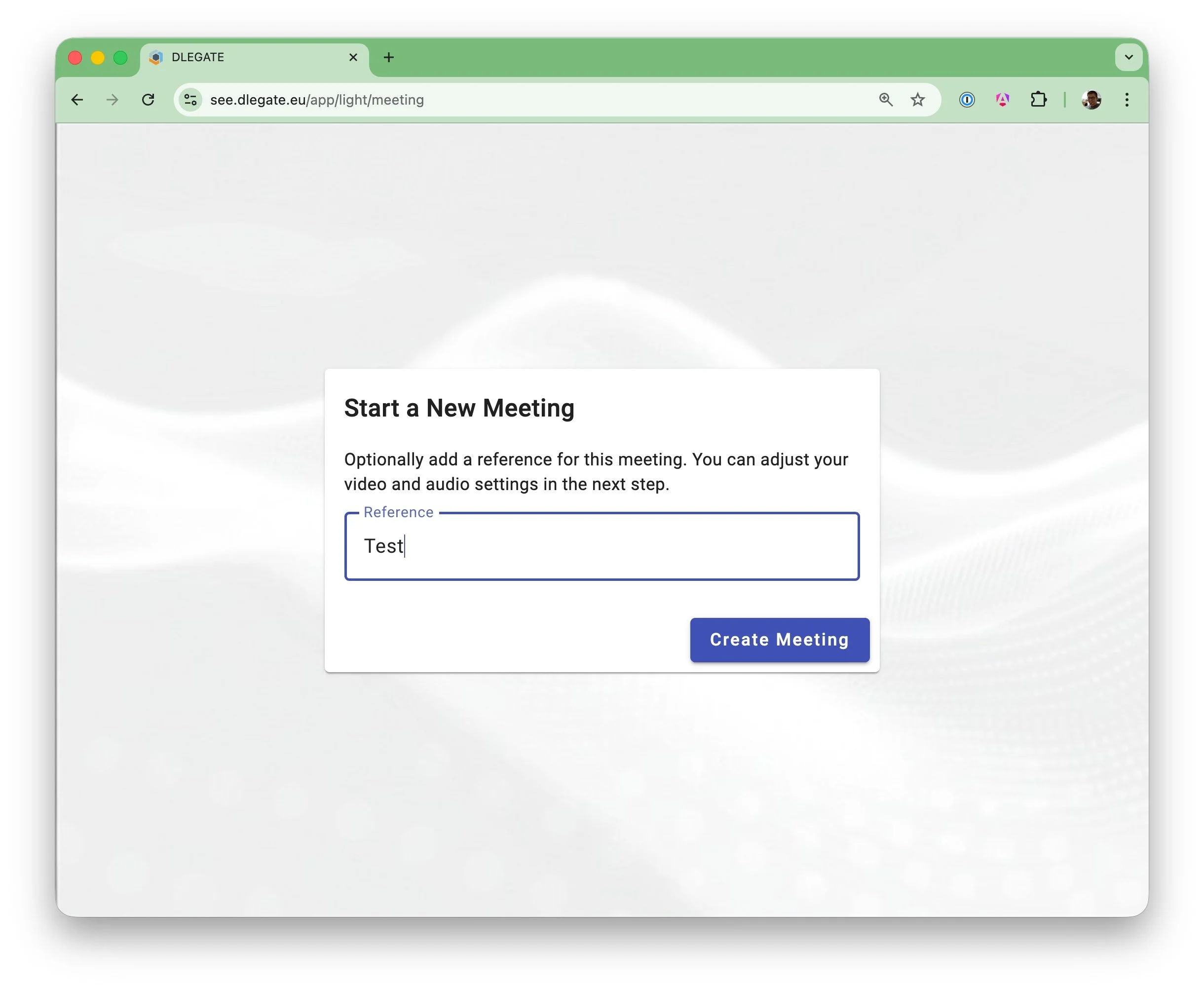 DLEGATE video session - start meeting