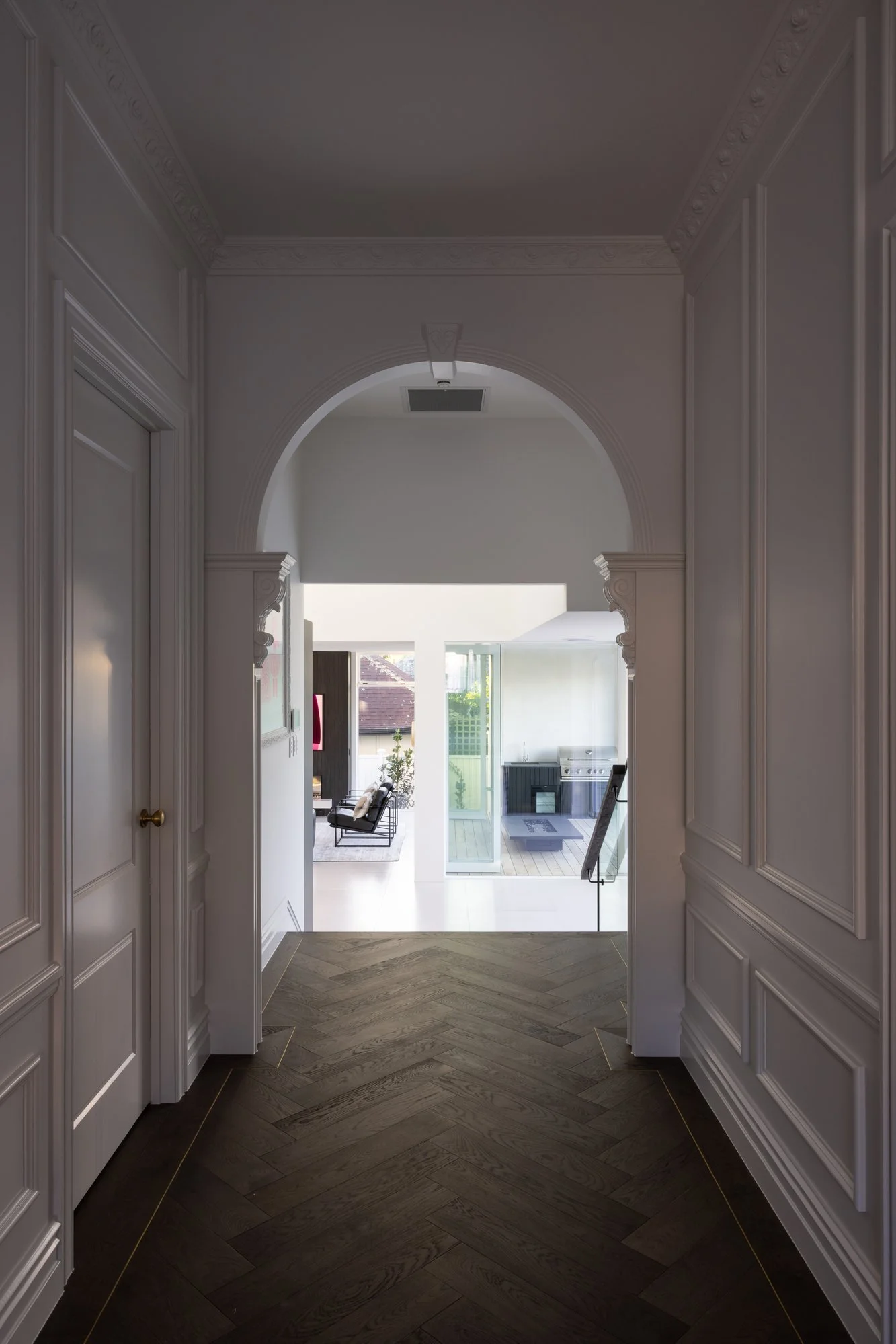 Detail of custom joinery and panelling in an Auckland home by Key Interiors