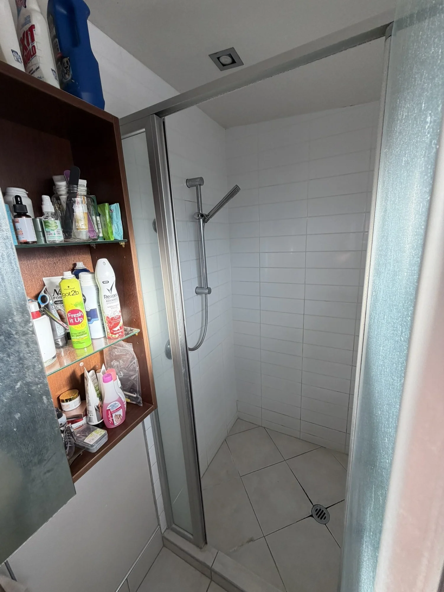 Dated framed glass shower box in the Sandringham ensuite before renovation