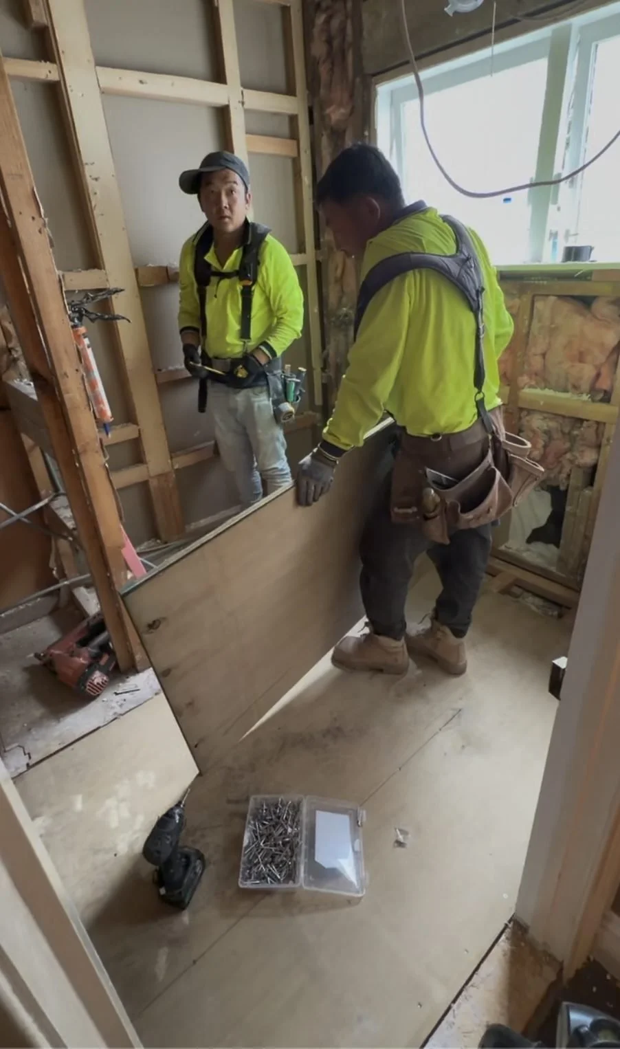 New plywood floor substrate laid during the Parnell bathroom renovation