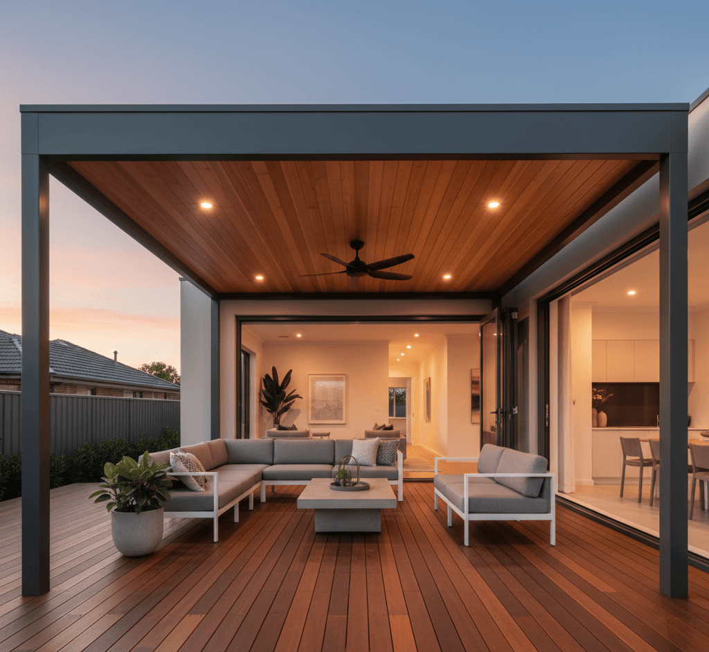 Modern Alfresco Pergola attached to home