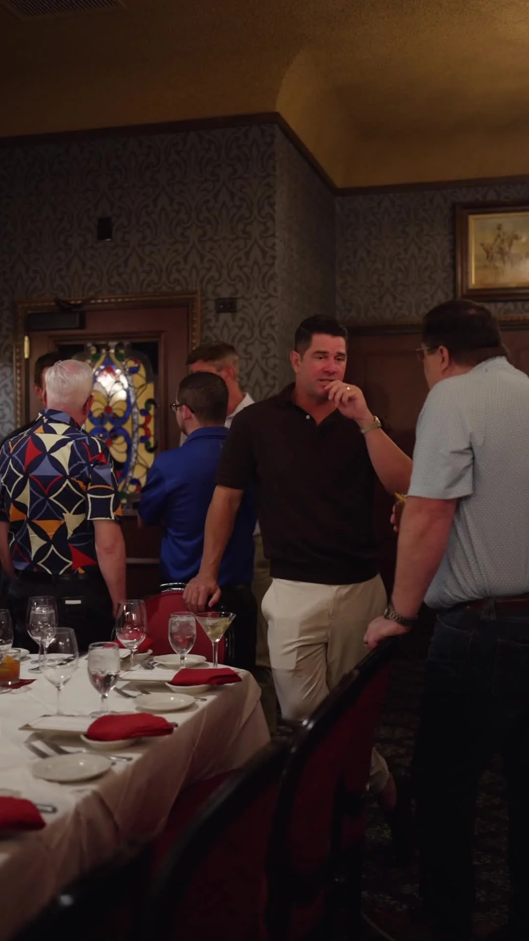 Guests connecting over dinner