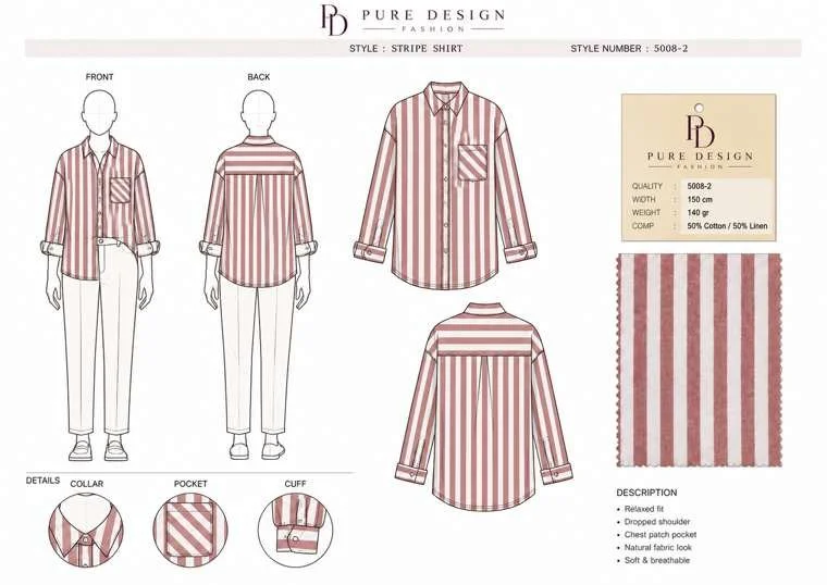 Striped shirt technical development example
