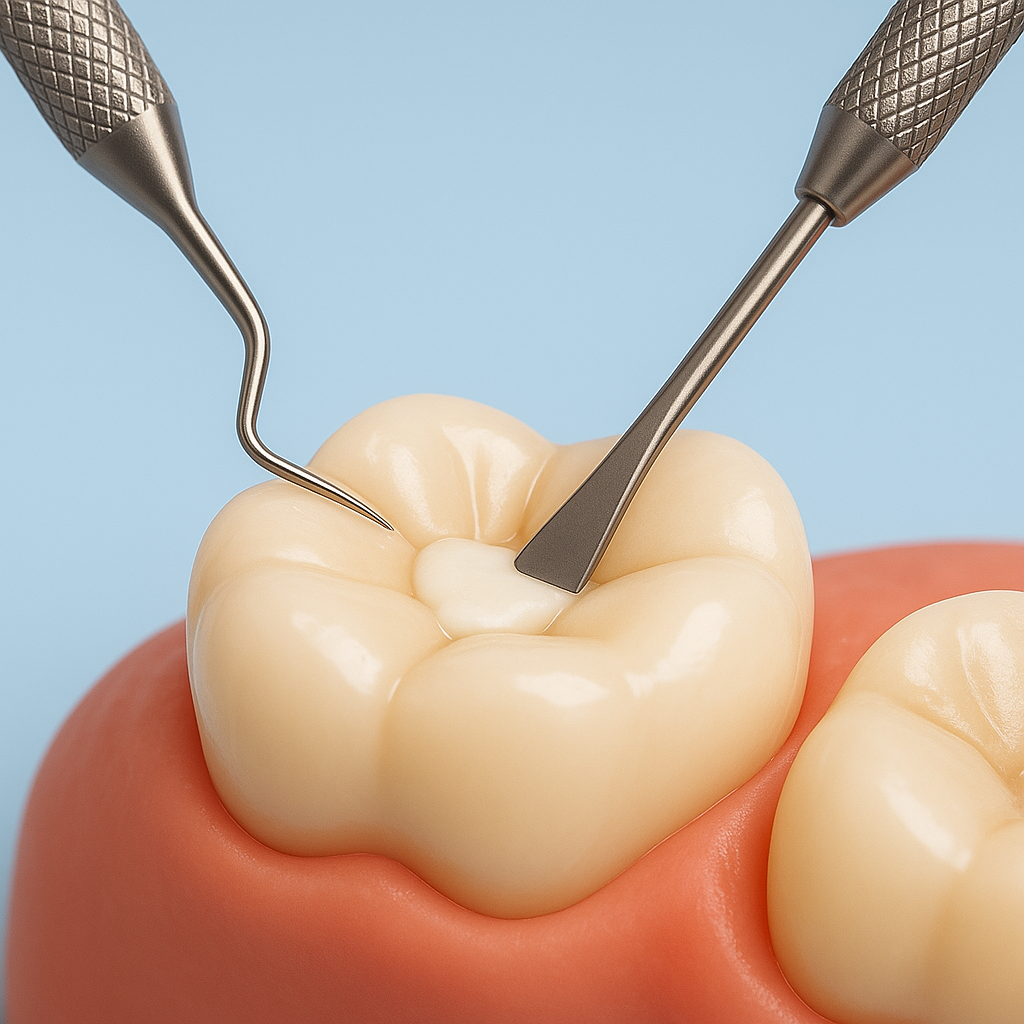 Example of a seamless, tooth-colored filling restoring a molar at our Barstow dental office.