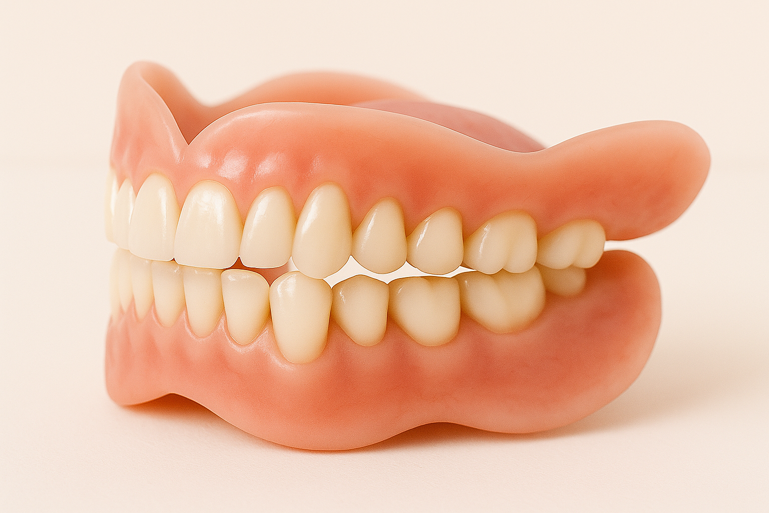 A full set of custom-made, natural-looking dentures from our Barstow dental office.