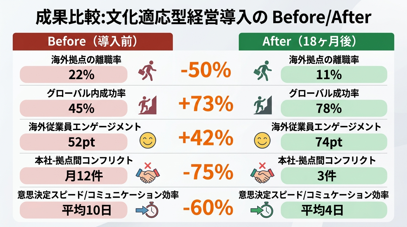 成果比較：文化適応型経営導入のBefore/After