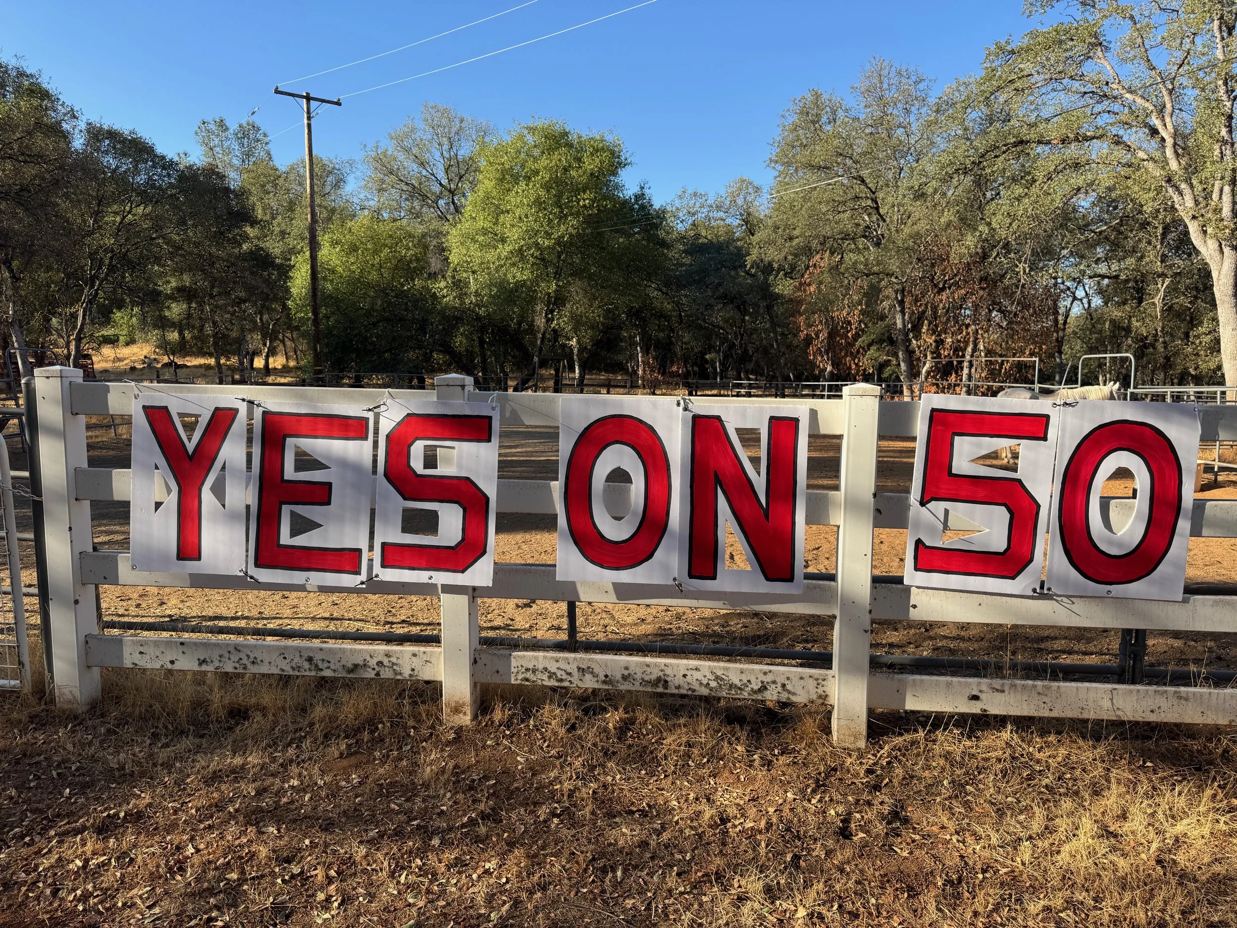 sign making for YES on 50 and No Kings 2 protest