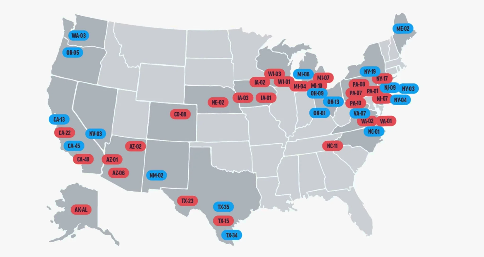 House Victory Map showing competitive districts