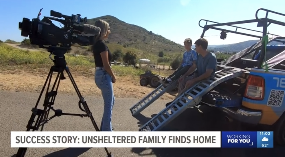 Jasmine Ramirez reporting on location for the story of an unsheltered family finding a home