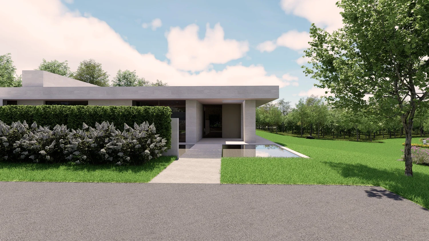 Entry court and planting at the house